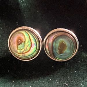 Hoffman Sterling Silver - Vintage Abalone Shell Pierced Earring Studs